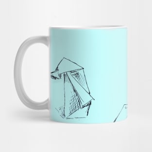 Blue Paper Penguins Mug